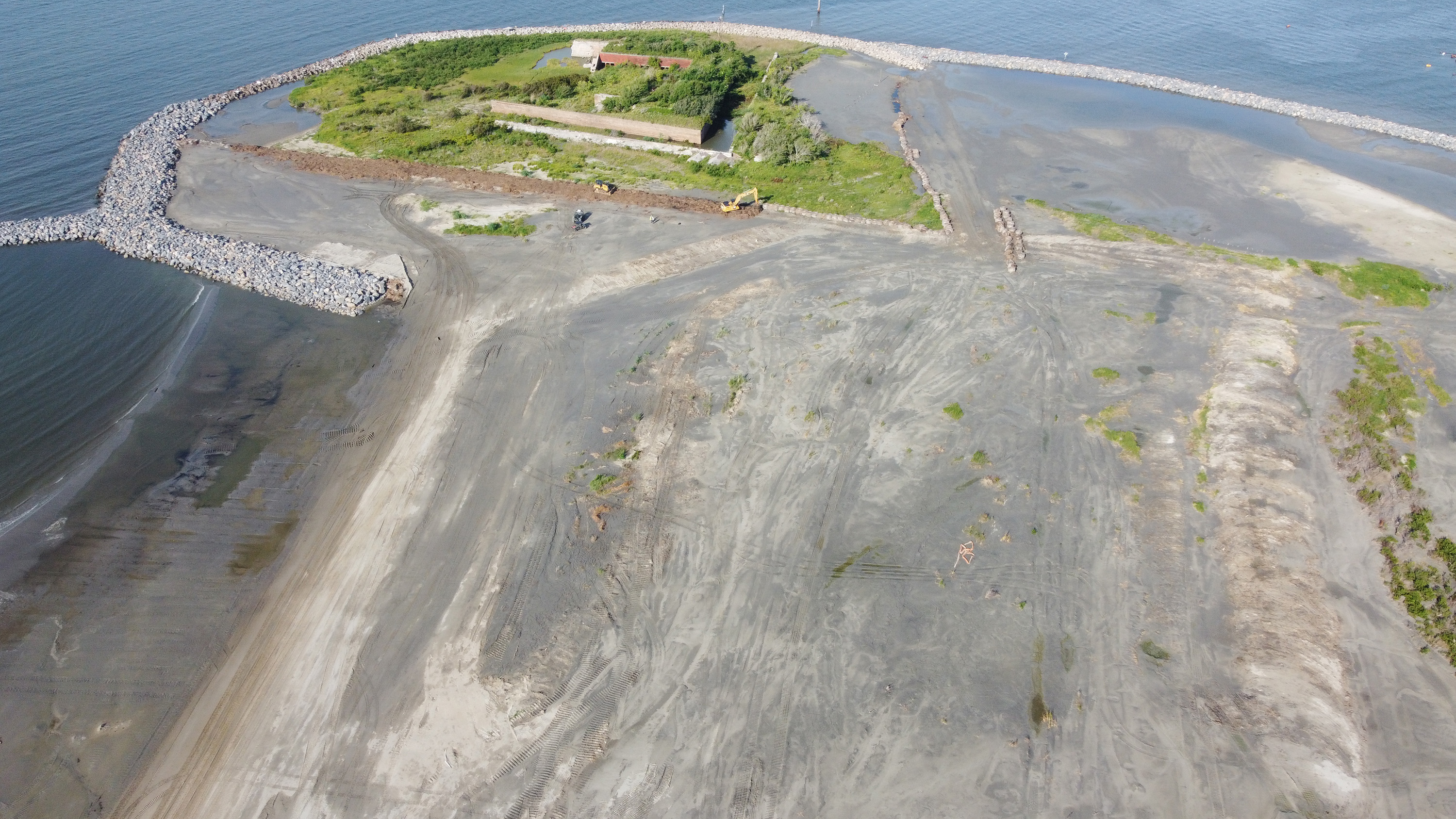 Backfilled dredge material supporting ft livingston